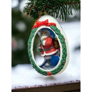 Egg Santa Claus Ice Skating Christmas Tree Ornament with Original Box 1991